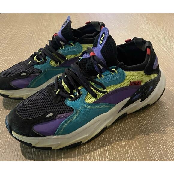 FILA Other - Fila Ray Tracer Evo 2 Ludi Mens Shoes 11.5 Black Yellow Purple Sneakers Lace Up